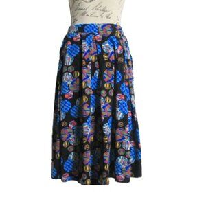 LuLa Roe Simple Comfortable Women Black Multi Colored Pleated Shirt